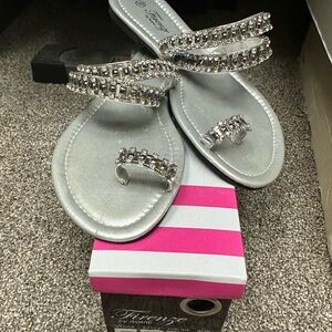 Avanti Silver Crystal Embellished Sandals
